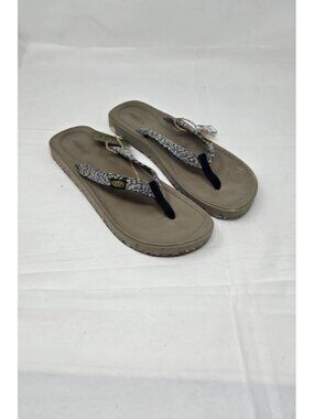 KEEN Harvest Flip Flops Repurposed Sole Black Multicolor Women's US 8